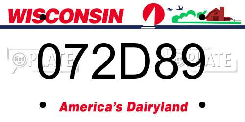 072D89 Wisconsin License Plate
