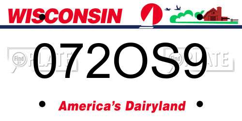 072OS9 Wisconsin License Plate