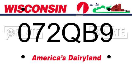 072QB9 Wisconsin License Plate