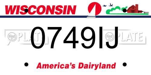 0749IJ Wisconsin License Plate