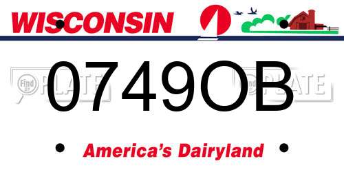 0749OB Wisconsin License Plate