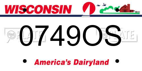 0749OS Wisconsin License Plate