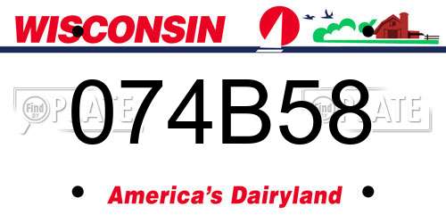 074B58 Wisconsin License Plate