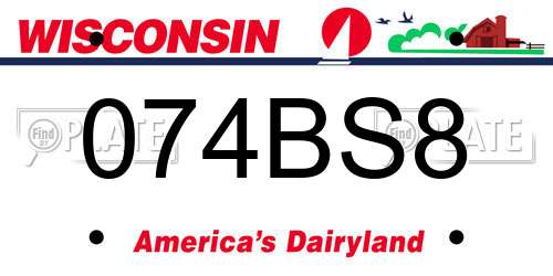 074BS8 Wisconsin License Plate