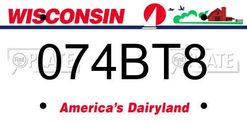074BT8 Wisconsin License Plate