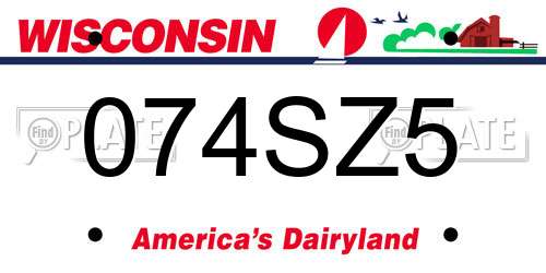 074SZ5 Wisconsin License Plate