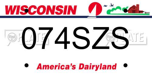 074SZS Wisconsin License Plate