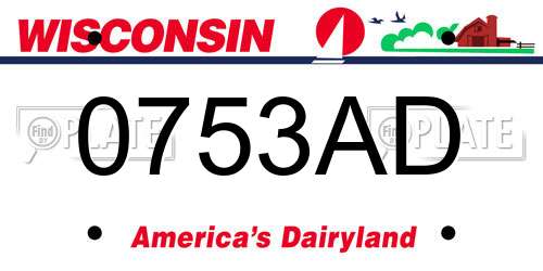 0753AD Wisconsin License Plate