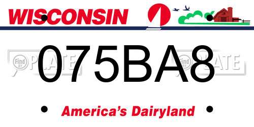 075BA8 Wisconsin License Plate