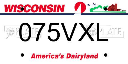 075VXL Wisconsin License Plate