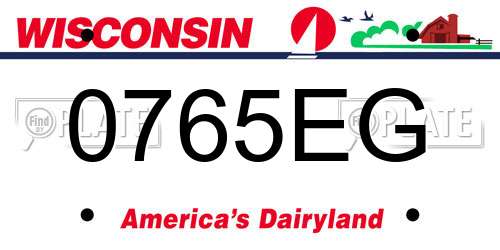 0765EG Wisconsin License Plate