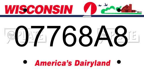 07768A8 Wisconsin License Plate