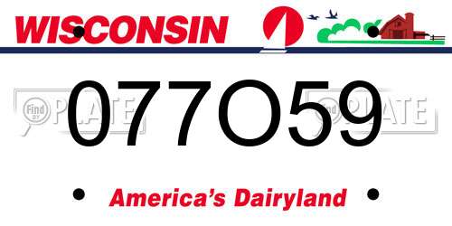 077O59 Wisconsin License Plate
