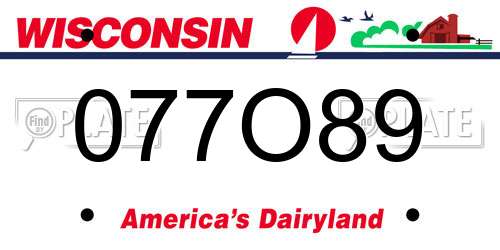 077O89 Wisconsin License Plate