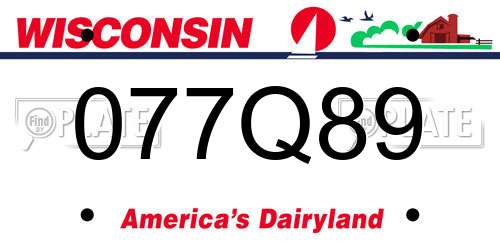 077Q89 Wisconsin License Plate