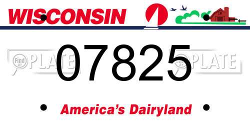 07825 Wisconsin License Plate