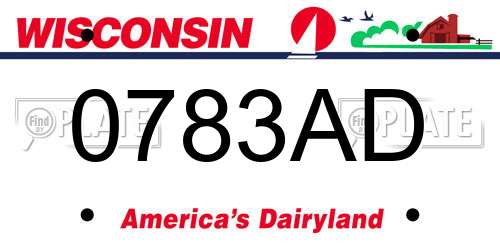 0783AD Wisconsin License Plate