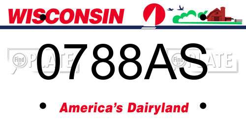0788AS Wisconsin License Plate