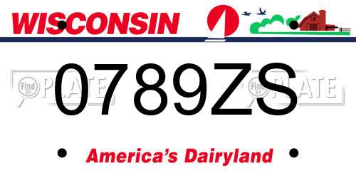 0789ZS Wisconsin License Plate