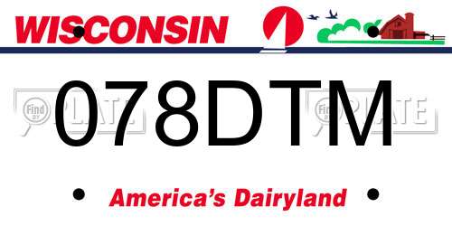 078DTM Wisconsin License Plate