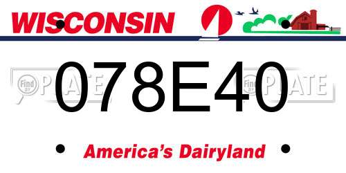 078E40 Wisconsin License Plate