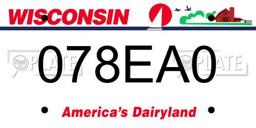 078EA0 Wisconsin License Plate