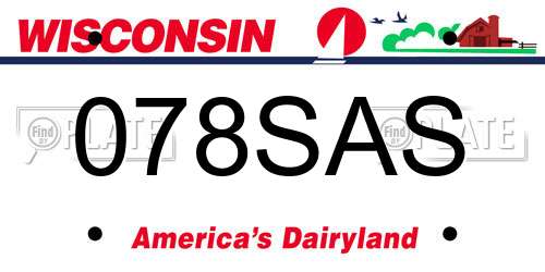 078SAS Wisconsin License Plate