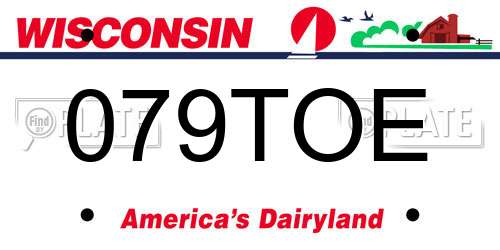 079TOE Wisconsin License Plate