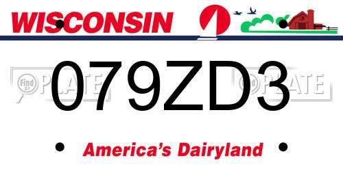 079ZD3 Wisconsin License Plate