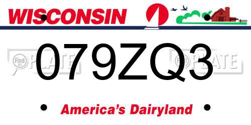 079ZQ3 Wisconsin License Plate