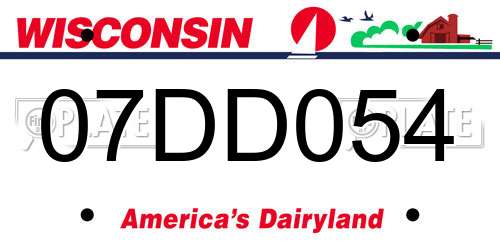 07DD054 Wisconsin License Plate
