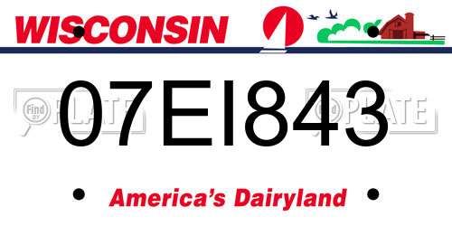 07EI843 Wisconsin License Plate