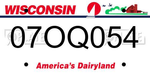 07OQ054 Wisconsin License Plate