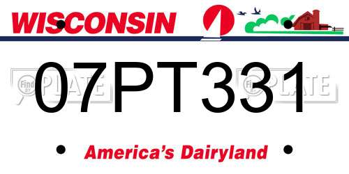 07PT331 Wisconsin License Plate