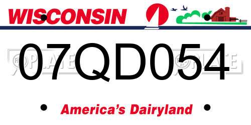 07QD054 Wisconsin License Plate