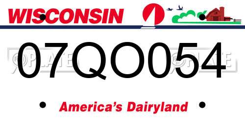 07QO054 Wisconsin License Plate