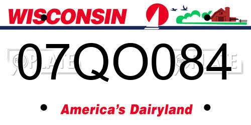 07QO084 Wisconsin License Plate