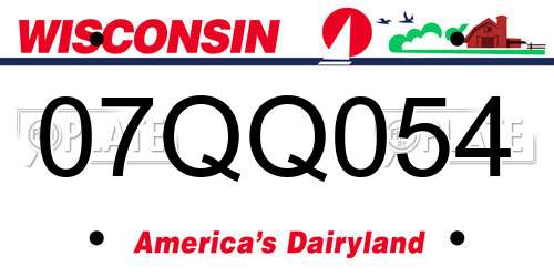 07QQ054 Wisconsin License Plate