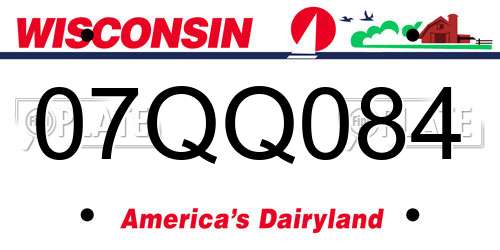 07QQ084 Wisconsin License Plate