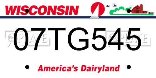 07TG545 Wisconsin License Plate