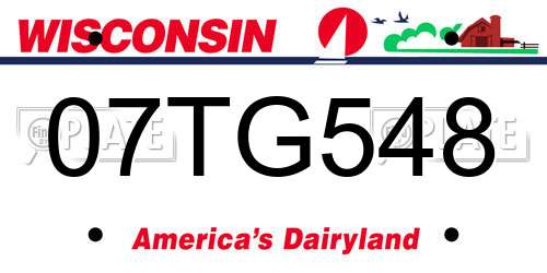 07TG548 Wisconsin License Plate