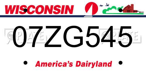 07ZG545 Wisconsin License Plate