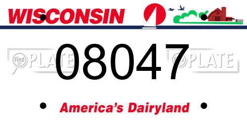 08047 Wisconsin License Plate
