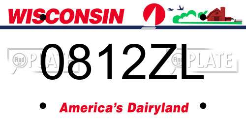 0812ZL Wisconsin License Plate