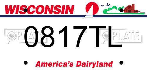 0817TL Wisconsin License Plate