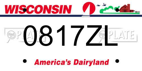 0817ZL Wisconsin License Plate