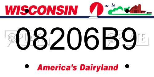 08206B9 Wisconsin License Plate