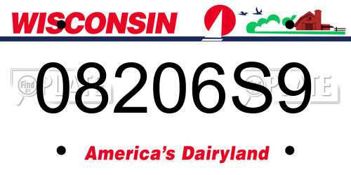 08206S9 Wisconsin License Plate