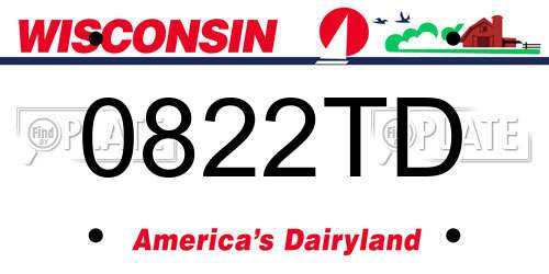 0822TD Wisconsin License Plate
