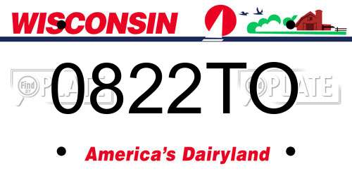 0822TO Wisconsin License Plate